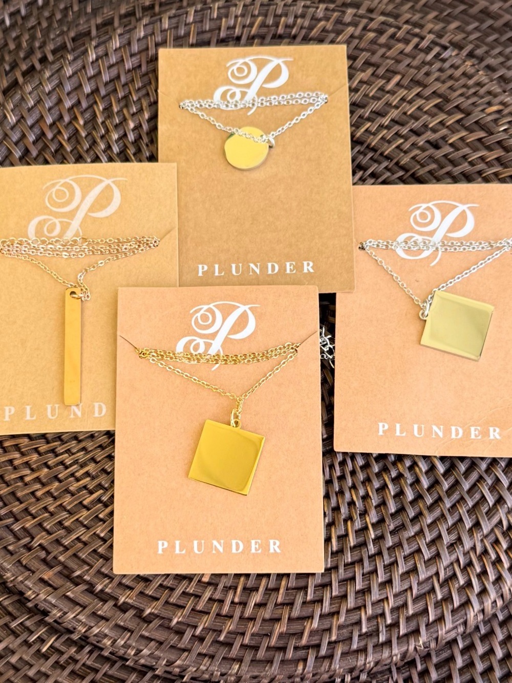 Plunder Gold Geometric Pendant Necklace Collection